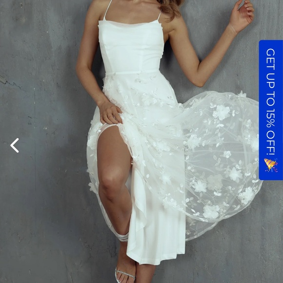 Selfie Leslie 	Floating By Pleated Neckline Mesh Midi Dress - Picture 3 of 5